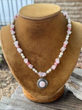 Carolyn Pollack Necklace with Rose Quartz Pearl and Sterling